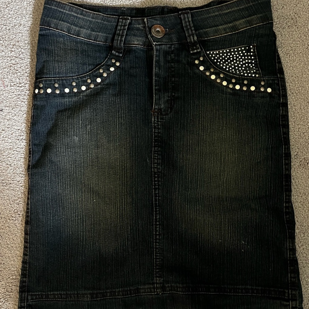 Studded Denim Skirt
